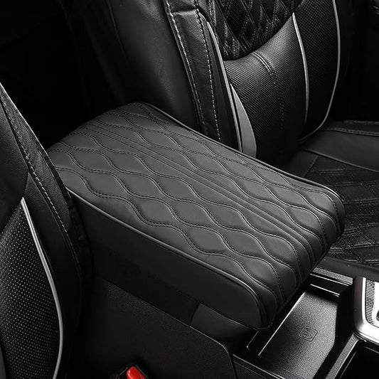 Car Center Console Cover for Ford Edge Sport 2011-2014, Universal Memory Foam Leather Comfortable Soft Armrest Box Pad Cushion Protector Accessories Easy to Clean,Black