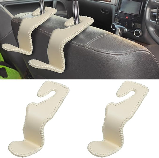 2Pcs Car Seat Headrest Hooks, Back Seat Purse Leather Hanger Holder Hook, Magnetic Storage Organizer for Purses Handbag Grocery Bags Coats