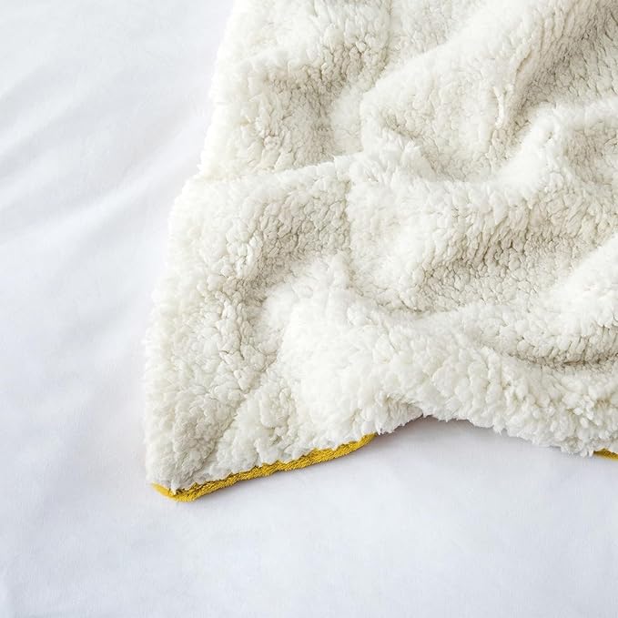 IR Imperial Rooms Ochre Sherpa Fleece Throw Blanket for Bed - Wholesale Bulk Pack of 16 Sherpa Blankets - Soft Fluffy Throw Blankets for Hotels, Guest Bedroom (Yellow, 50x60 Inches)