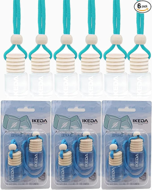 Car Air Freshener 4ml Car Scents | 6pcs 45-Days Keep Fragrance | Automotive Hanging Diffuser Bottles | Remove Auto Odor Long-Lasting Fresh Air for Home Deodorize (Ice 6pcs)