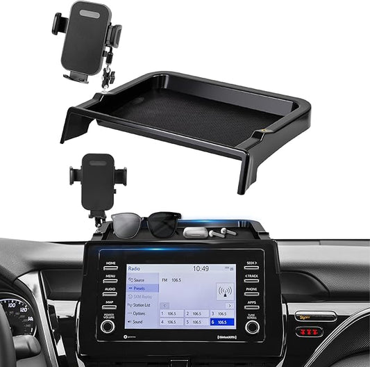Car Phone Holder Fit for 2021-2024 Toyota Camry 7-inch Screen with Dashboard Organizer Cell Phone Mount Holders Fit for Camry Accessaries Fixed Clip Hands-Free &360°Rotation(Not Fit 9 inch)