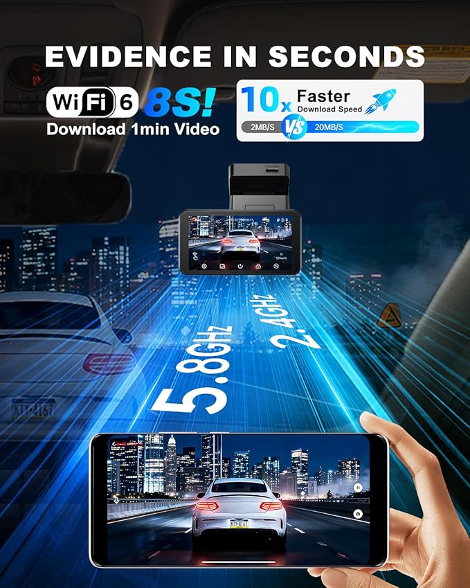JOMISE 4K+4K Dash Cam Front and Rear, 20 Mbps+ Ethernet Transfer & Stable WiFi 6, Touch Screen Dash Camera for Cars with GPS, G-Sensor,Night Vision, 24H Parking Mode, Support 1TB(A80 Pro)