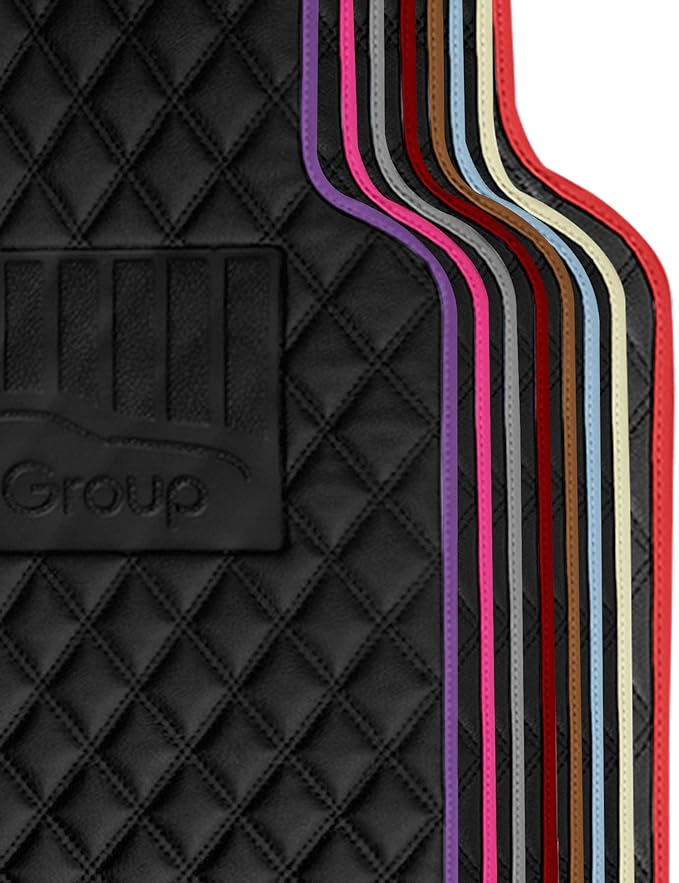 FH Group Universal Fit Diamond Pattern Faux Leather Automotive Floor Mats fits Most Cars, SUVs, and Trucks Blue