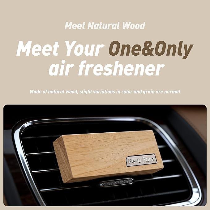 4 Packs Amber Vanilla Scented Natural Wood Vent Clips,【Luxury Winter Cozy Drive】 Car Scents Air Freshener Refills, Long Lasting Fragrance Diffuser, SUV Essentials Gift for Women