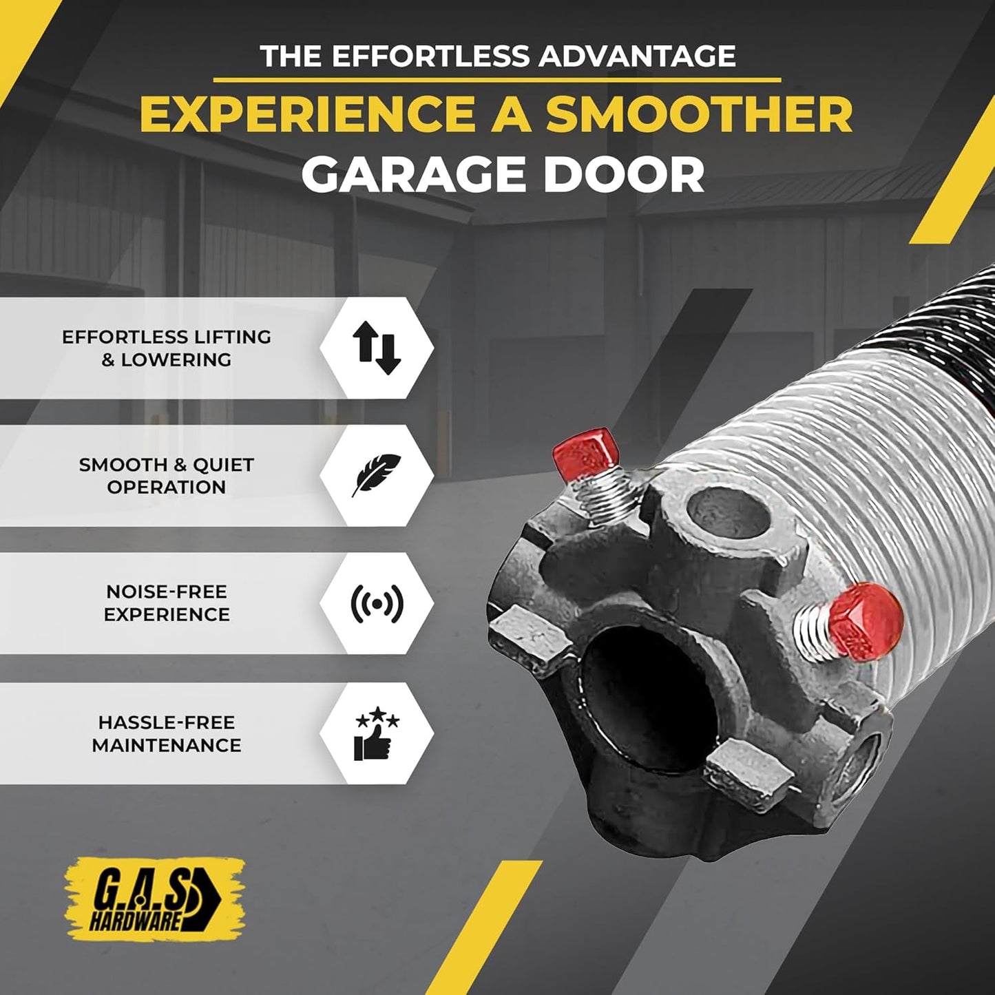 Garage Door Torsion Spring 218x2x26 Torsion Spring for Right Side of Garage Door with 1" Steel Bearing, Gloves, and Winding Bars Precision E-Coating 5-Year Warranty Minimum 30,000 Cycles (Black Cone)