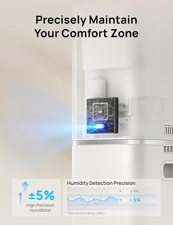 Dreo 11L Smart Humidifier Large Room 700 ft², 100H Cool Mist Air Humidifiers for Bedroom, Top-Fill Self-Cleaning Tank, 26dB, Auto Mode, Aroma Box, RGB Light, Remote & APP Control, Baby, Plant, Silver