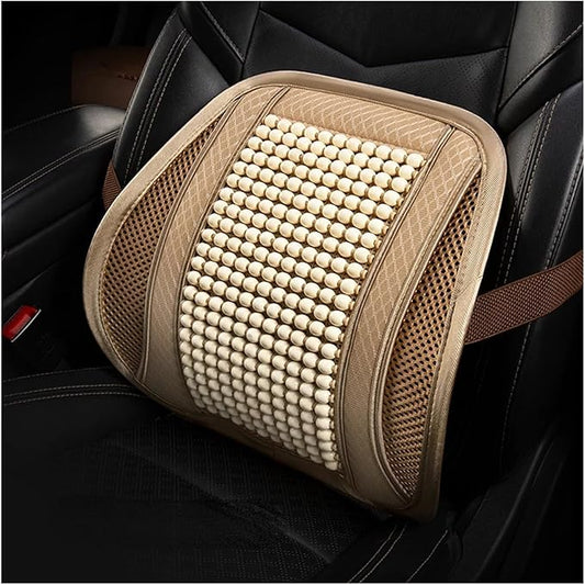 Car Seat Chair Back Cushion for Toyota RAV4 Prime 2025, Wooden Beads Ventilate Mesh Lumbar Brace Strong Durable Relieve Fatigue Summer Interior Accessories,B-Waist Cushion