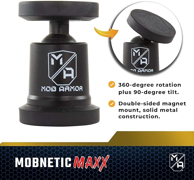 Mob Armor MobNetic Maxx - USA Assembled Magnetic Phone Holder for Car, Magnetic Car Phone Mount, 90-Degree Tilt, 360-Degree Rotation, Aluminum Metal, Compatible with iPhone & Android - Pink