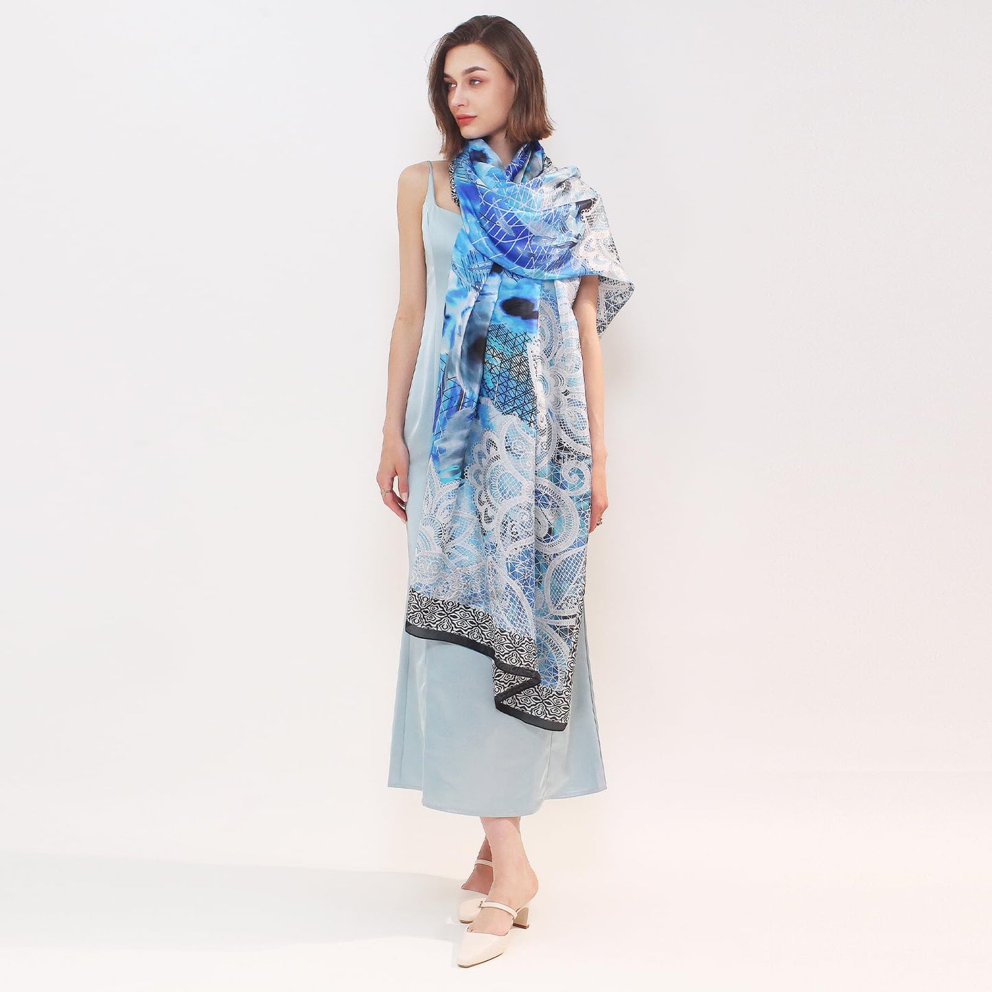 DANA XU 100% Mulberry Silk Pashmina Summer Scarf Extra Large Shawls And Wraps For Evening Dress Women Travel Floral Blanket