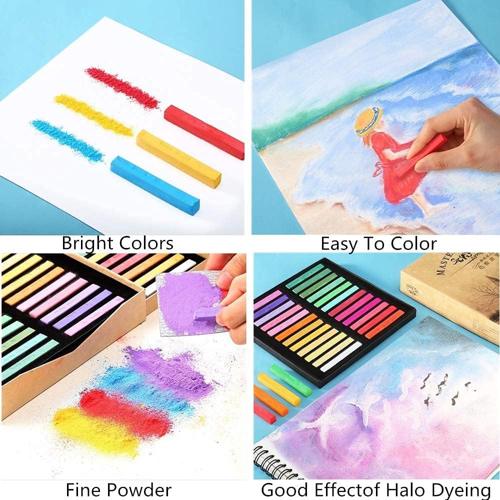 Non Toxic Artist Pastels,Square Soft Pastels Set,Chalks 12/24/36/48 Colors Soft Dry Pastel Artist Chalk Pastel Sticks for Office School Art Drawing Painting Supplies Professional Art Pastel (48Pcs)