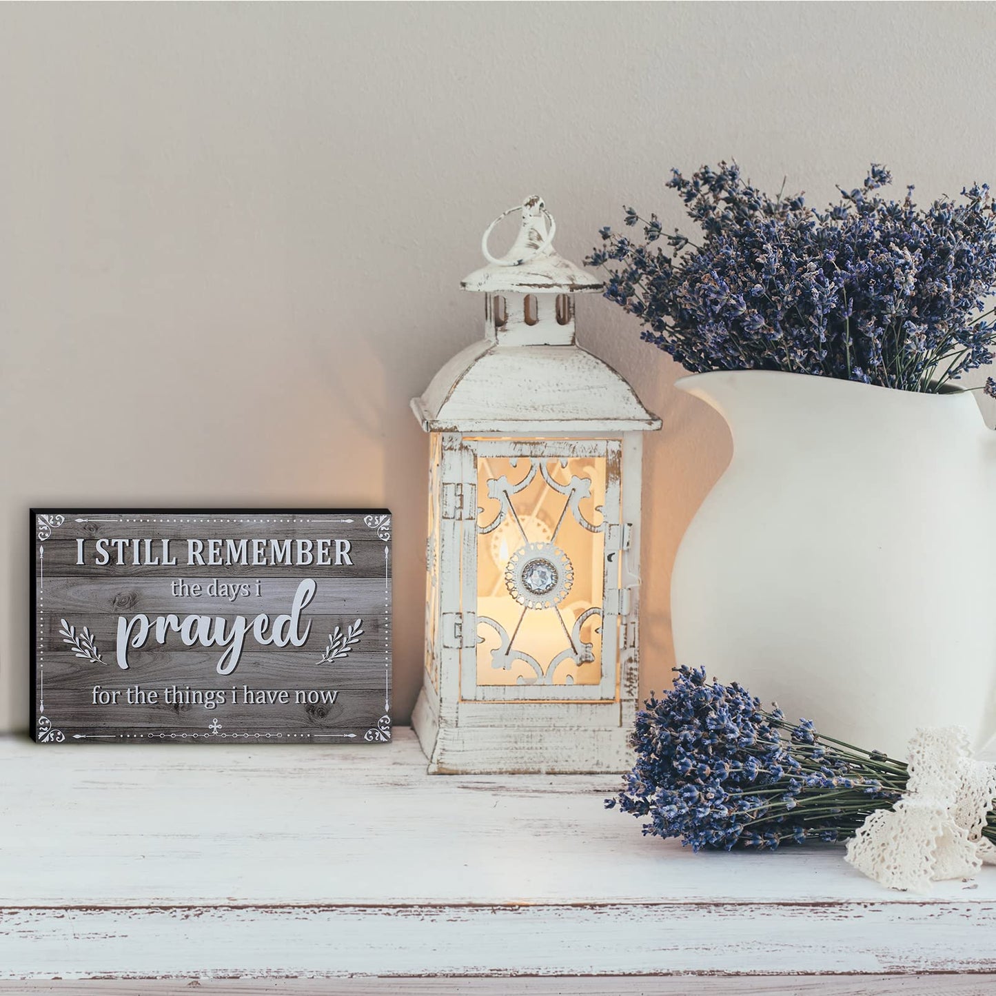 I Still Remember The Days I Prayed Home Wall Decorations Wooden Table Centerpieces Box Sign Farmhouse Decor House Prayer Wooden Rustic Presents For Bedroom Living Room or Shelf(Gray)