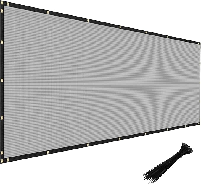 Windscreen4less Privacy Fence Screen Heavy Duty Windscreen Fencing Mesh Fabric Shade Net Cover with Brass Grommtes for Outdoor Wall Garden Yard Pool Deck, 8'x256' Light Gray