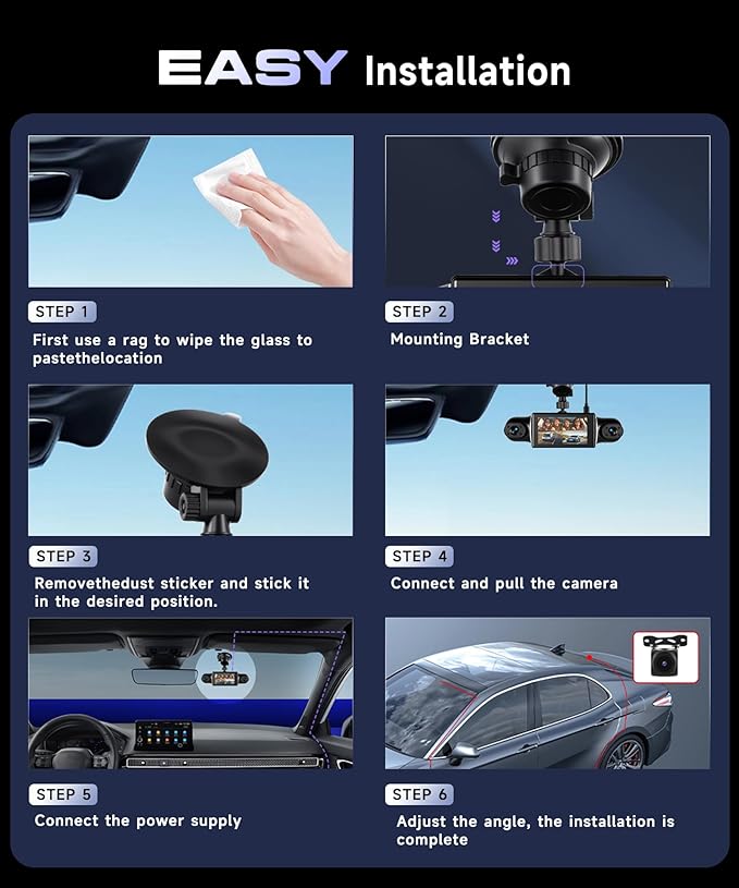 360° Dash Cam Front/Rear/Inside/Side 4-Channel Dash Camera FHD 2K+1080P×3 Car Dash Cam with WiFi, APP Control, 128GB SD Card Included, 8 IR Night Vision, G-Sensor, 24/7 Parking Mode