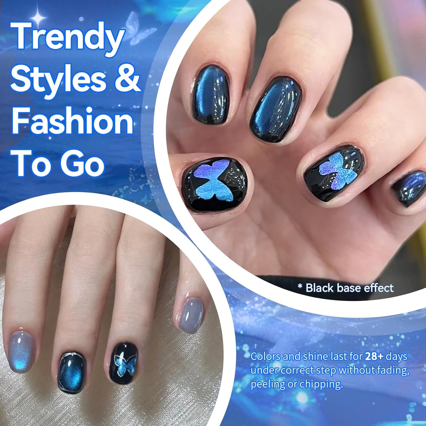 BORN PRETTY Cat Magnetic Eye Gel Nail Polish,Blue Tears Magnetic Gel Polish Passion Fruit Cat Magnetic Eye Gel Manicure Nail Art DIY 15ml
