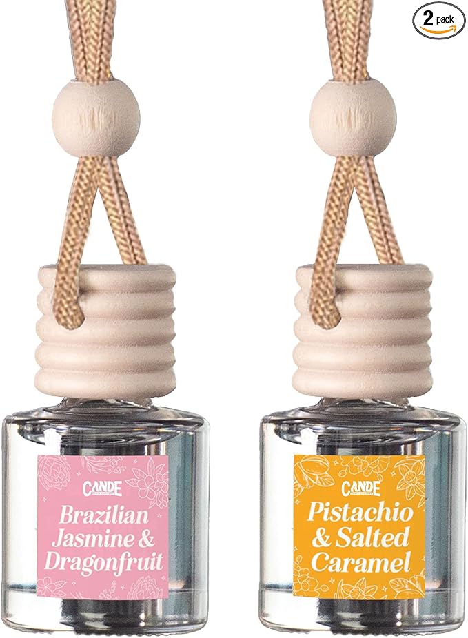 CE Craft Car Air Fresheners - Hanging Car Air Freshener Diffuser - Reusable Bottle with Long Lasting Car Oil Scent - 2 pack, Pistachio + Brazilian Jasmine
