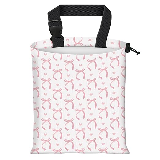 Car Trash Bag Large Hanging Can for Back of Seat, Cute Waterproof Car Garbage Bag for Vehicle, Travelling, Outdoor Cute Pink Bow Heart