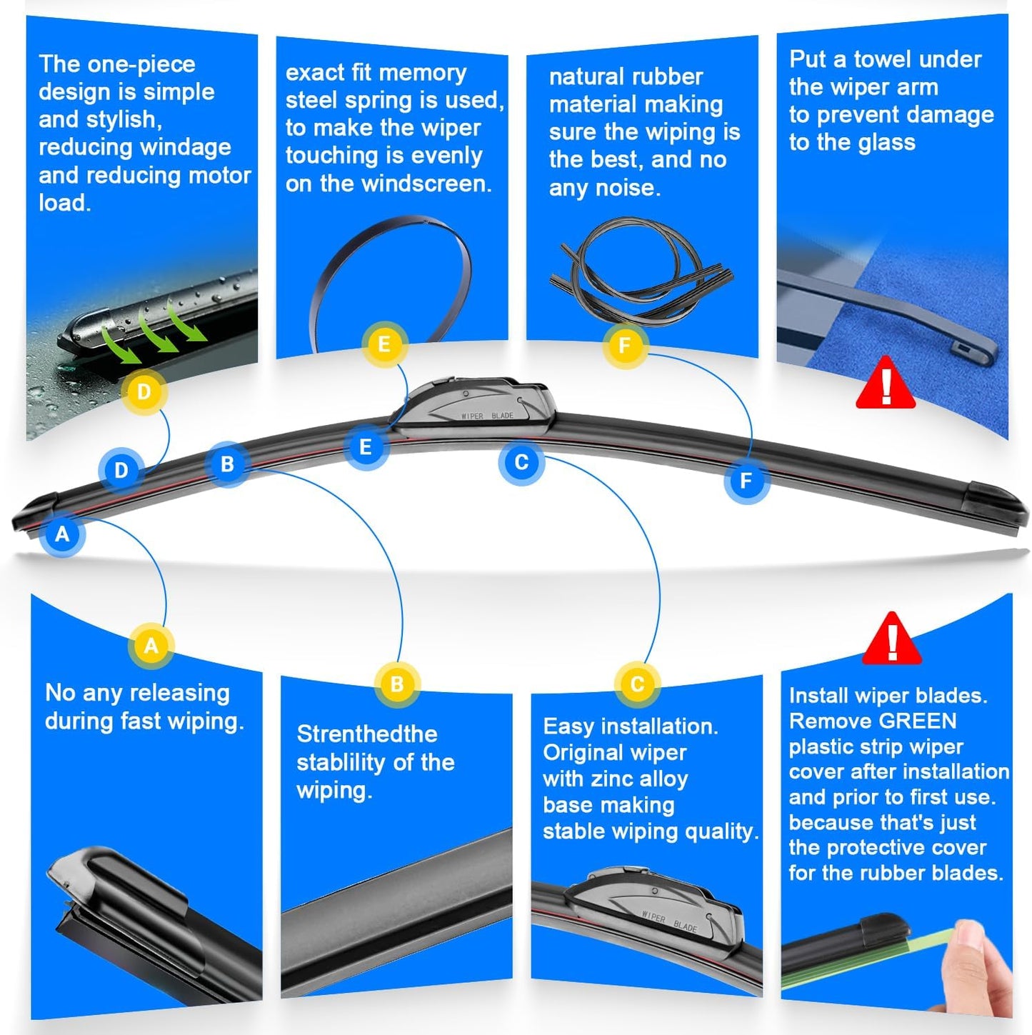 Windshield Wiper Blades Replacement for 2009-2020 Honda Fit Original Factory Quality Front Rear Wipers Blade Set for My Car - 28" 14" 14" (Pack of 3)