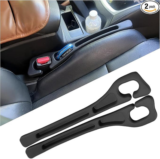 Car Seat Gap Filler Organizer 2 Pack, Car Gap Filler with Storage Slot Between Seat and Console, Universal Anti-Drop Organizer for Auto SUV Truck Accessories, Black