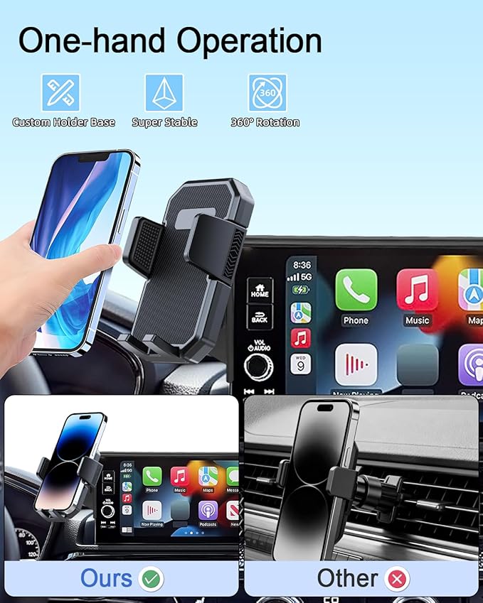 PZK Car Phone Mount for 2024-2026 BMW X5 /BMW X6 /2023 2024 2025 2026 BMW X7 Accessories Custom 14.9-inch Screen Auto Lock Car Phone Holder 360° Rotating Extension Rod Not Affect Air Vent