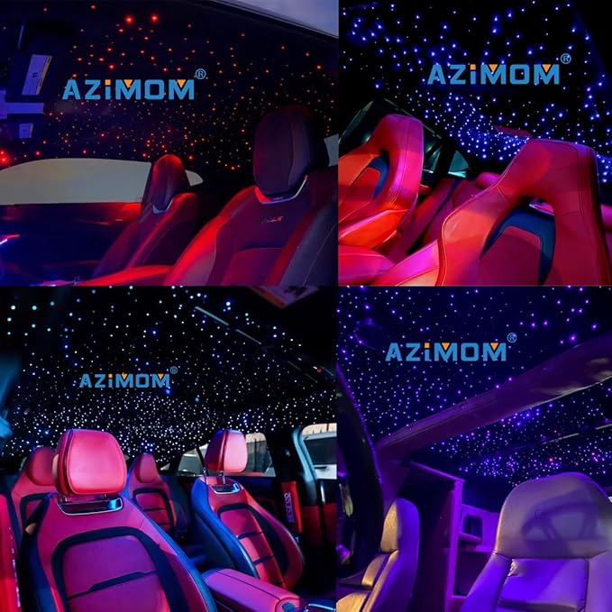 AZIMOM Bluetooth 10W Twinkle Fiber Optic Lights Star Ceiling Light Kit 550pcs0.03in13.1ft Fibers Strands Sound Activated RGBW APP/Remote Light Engine for Car Home Starlight Headliner Decor