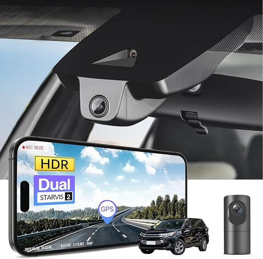 4K Front & 2K Rear 2 Channel HDR Dash Cam, Dual STARVIS 2 IMX678 IMX675, Custom Fit for Toyota Highlander & Hybrid Gen3 UX50 2017-2019 (Model B), LE Limited L XLE etc, 5GHz WiFi,GPS, 128GB Card