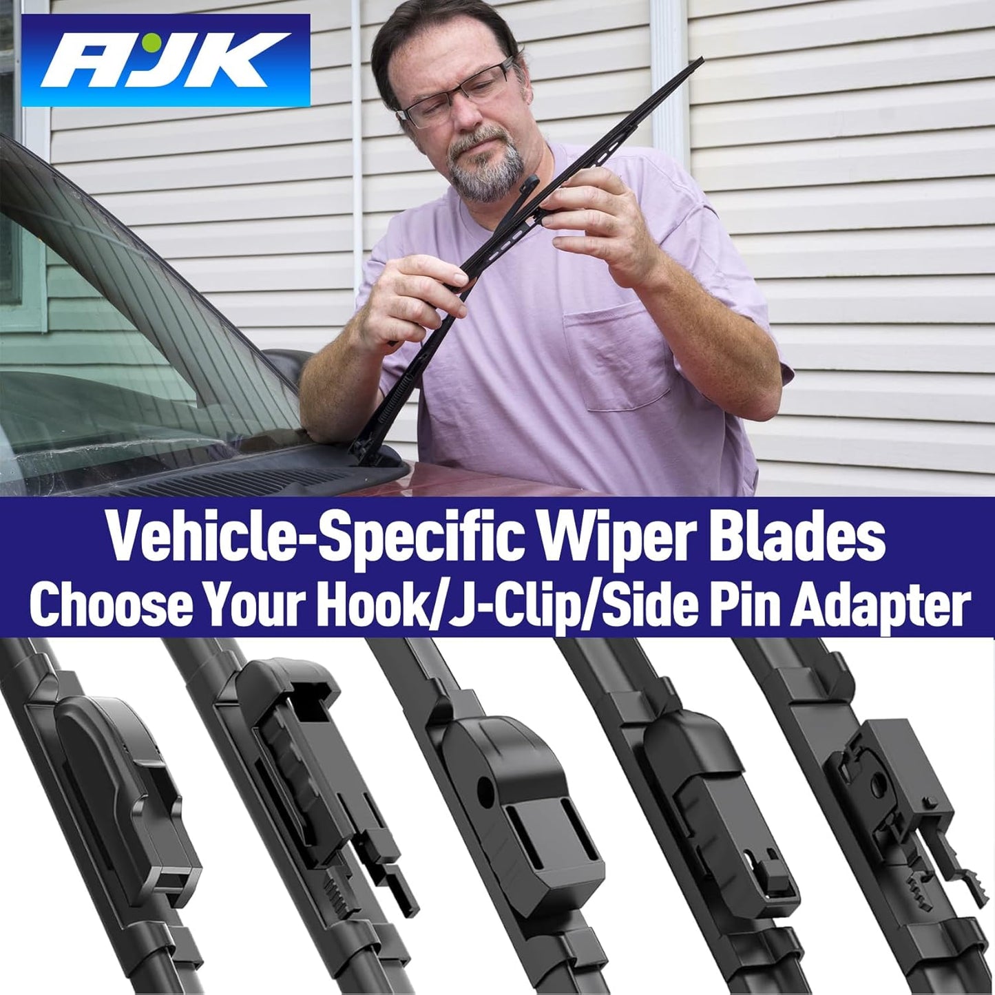 AJK Windshield Wiper Blade, OEM Quality Front and Rear Windshield Wipers for Chevrolet Trailblazer 2002 2003 2004 2005 2006, 22" 22" 16" Window Blades (Set of 3)