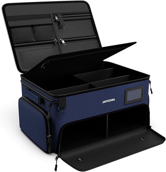 4-Layer Golf Trunk Organizer, Golfer Gifts for Men Women with Separate Ventilated Compartment for 2 Pairs Shoes, Waterproof Car Golf Locker Storage Bag for Golf Gear and Accessories,Blue