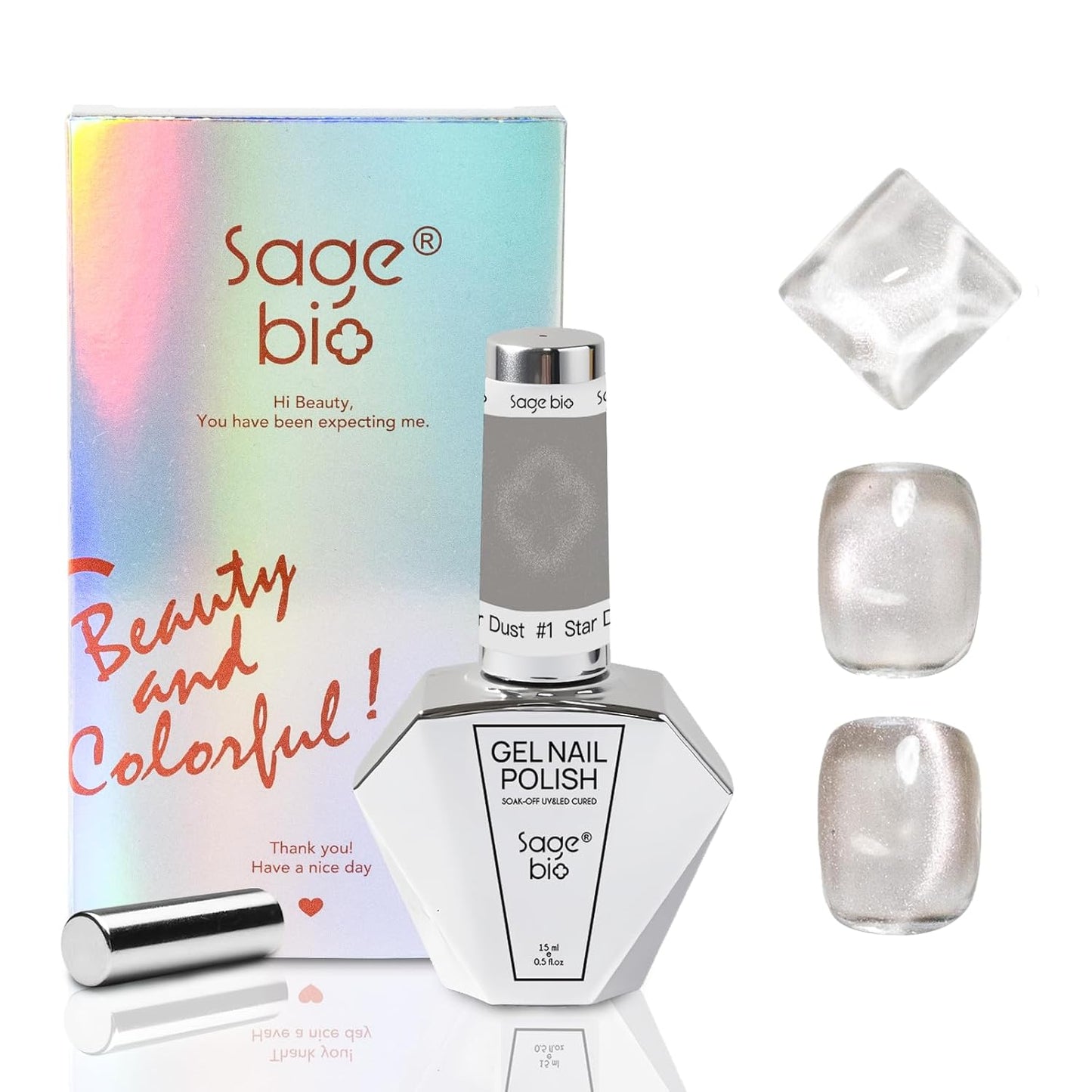 15ml Cat Eye Gel Nail Polish with Magnet Shimmer Glass Bead Effect 09