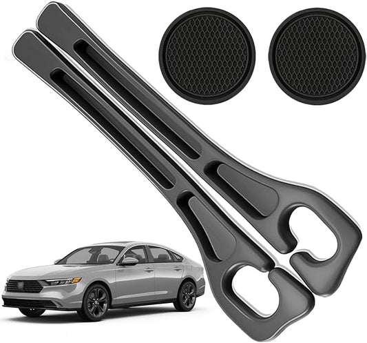 Car Seat Gap Filler Organizer Compatible with Honda Accord Accessories Seat Gap Plug Blocker with Storage Slot Non-Slip Car Cup Holder Coaster Black