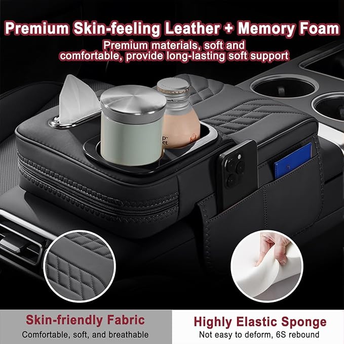 Car Armrest Cover for Tesla Model X 2015–2020 2021 2022 2023 2024 2025 2026, Center Console Cover Mat Armrest Seat Box Cover Cushion Console Pad Interior Accessories,D