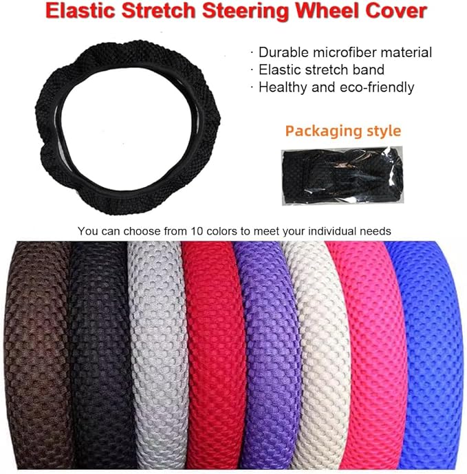Hiflyer Car Steering Wheel Cover Women & Men, Universal 14.5-15 Inch Steering Wheel Covers, Soft Microfiber Car Wheel Cover Car Stuff Car Accessories Interior (Wine Red)