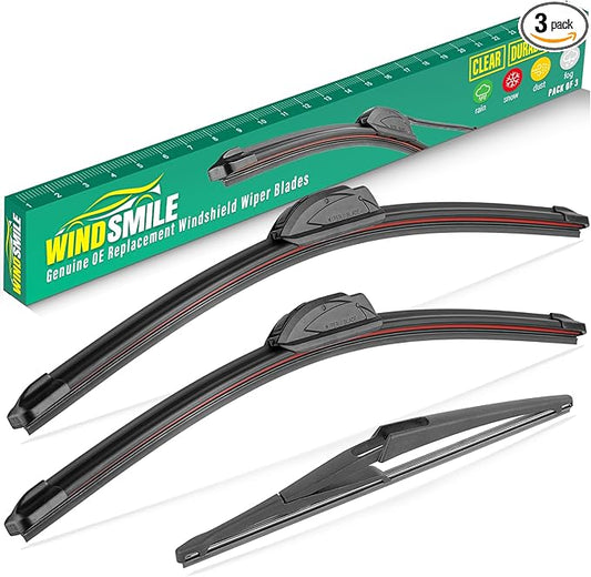 26" 16" 12" Windshield Wiper Blades Replacement for Nissan Kicks 2018 2019 2020 2021 2022 2023 2024 Premium All Weather Front Rear Wipers Set - OEM Quality (Pack of 3)