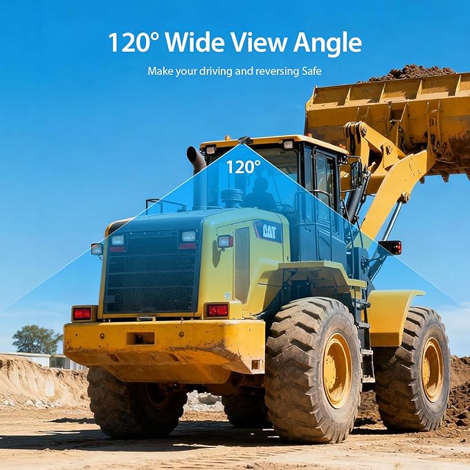 ZEROXCLUB 2 Wired Rear View Backup Camera System, 10" 1080P Monitor IP69K Waterproof Vibration-Proof 10G Reverse Camera, Quad Split Screen for Tractor, Truck, Trailer, Combine, Heavy Equipment, BH102