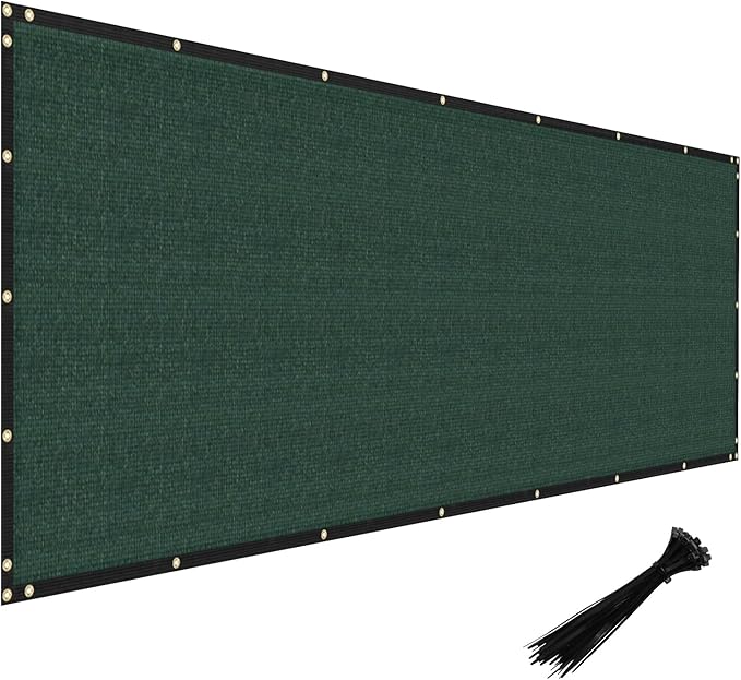 Windscreen4less Privacy Fence Screen Heavy Duty Windscreen Fencing Mesh Fabric Shade Net Cover with Brass Grommtes for Outdoor Wall Garden Yard Pool Deck, 8'x81' Green