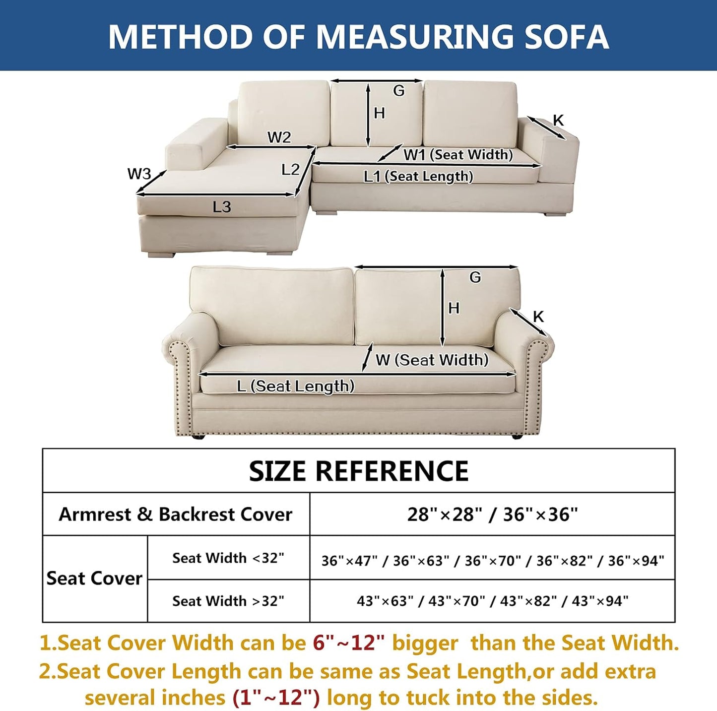 Eismodra Couch Cover,Sectional Couch Covers,Sofa Covers for 3 Cushion Couch,Anti-Slip Sofa Slipcovers for Dogs Cats Kids Loveseat Recliner L Shaped Armrest Backrest,White 43''x82''(Only 1 Piece)