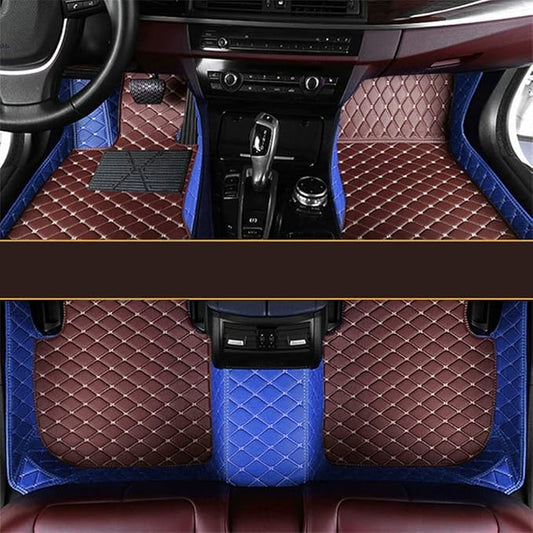 Car Floor Mats Automotive Floor Mats Vehicle Specific All Weather Protection Custom Compatible with Most of 98% Cars SUVs (Blue and Brown)