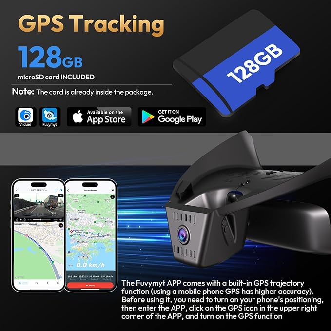 Front 4K & Rear 1080P Dash Cam for Toyota Tundra 2022-2026 Hybrid & Sequoia 2023-2026 Limited SR SR5 TRD Pro Limited Platinum (Gen3),WiFi Connect & APP,Loop Recording G-Sensor,128GB Card