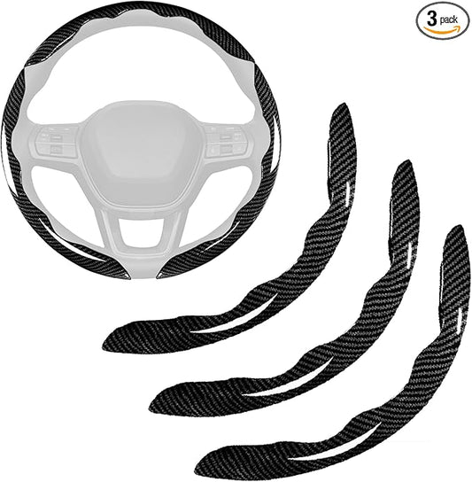 3 Pcs Carbon Fiber Car Steering Wheel Cover, Anti-Skid & Scratch-Proof,Segmented, Butterfly Thin Steering Wheel Cover Men/Women Wheel Covers Universal Fit 14.5"-16" for Cars/Truck/SUV