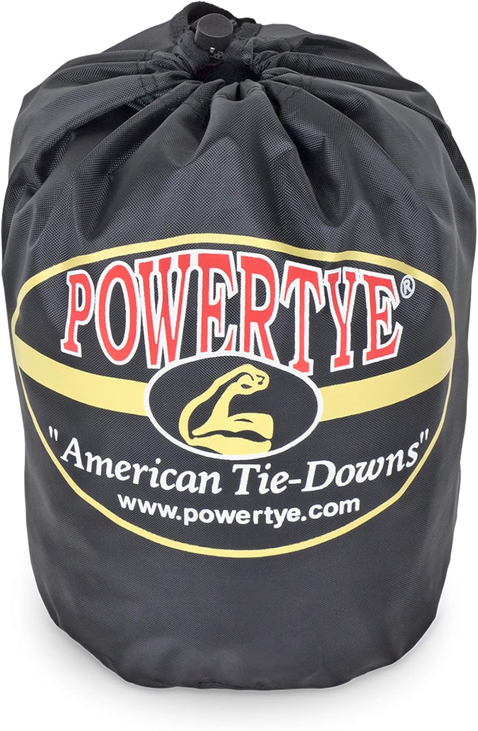 PowerTye - Made in USA - Extra Long Ratchet Tie Down Straps, Heavy Duty with Carabiner Hooks, Soft-Tye & Bag, for Motorcycle, ATV & Cargo, 1,000 lb WLL, 1.5 inch x 10ft Long, Orange/Black (Pair)