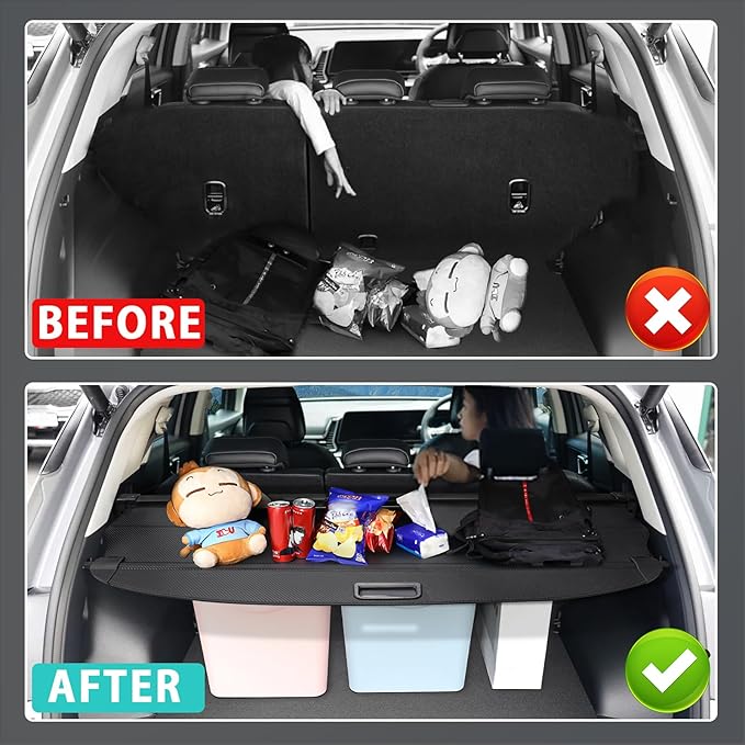 Cargo Cover for Ford Edge 2025-2015 Accessories Retractable Trunk Cover Security Shielding Shade Cargo Luggage Cover Trunk Privacy Protection (Carbon Fiber Texture)
