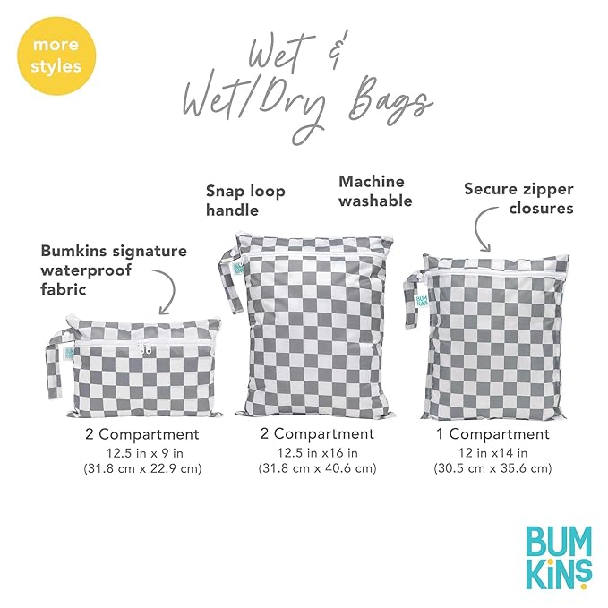 Bumkins Waterproof Wet Bag for Baby, Travel, Swim Suit, Cloth Diapers, Pump Parts, Pool, Beach, Gym Clothes, Toiletry, Hook to Stroller, Daycare, Zipper Reusable Wetdry Packing, Nintendo Super Mario