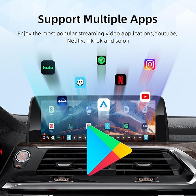 [8G+128G] Carplay Ai Box for BMW/Porsche/Other Cars,Fast Car Video Box Android 13 System Adapter Magic Portable Head Unit,Support Voice Assistant/SIM&TF Card/Online Netflix/YouTube/Disney+/Hulu/GPS/