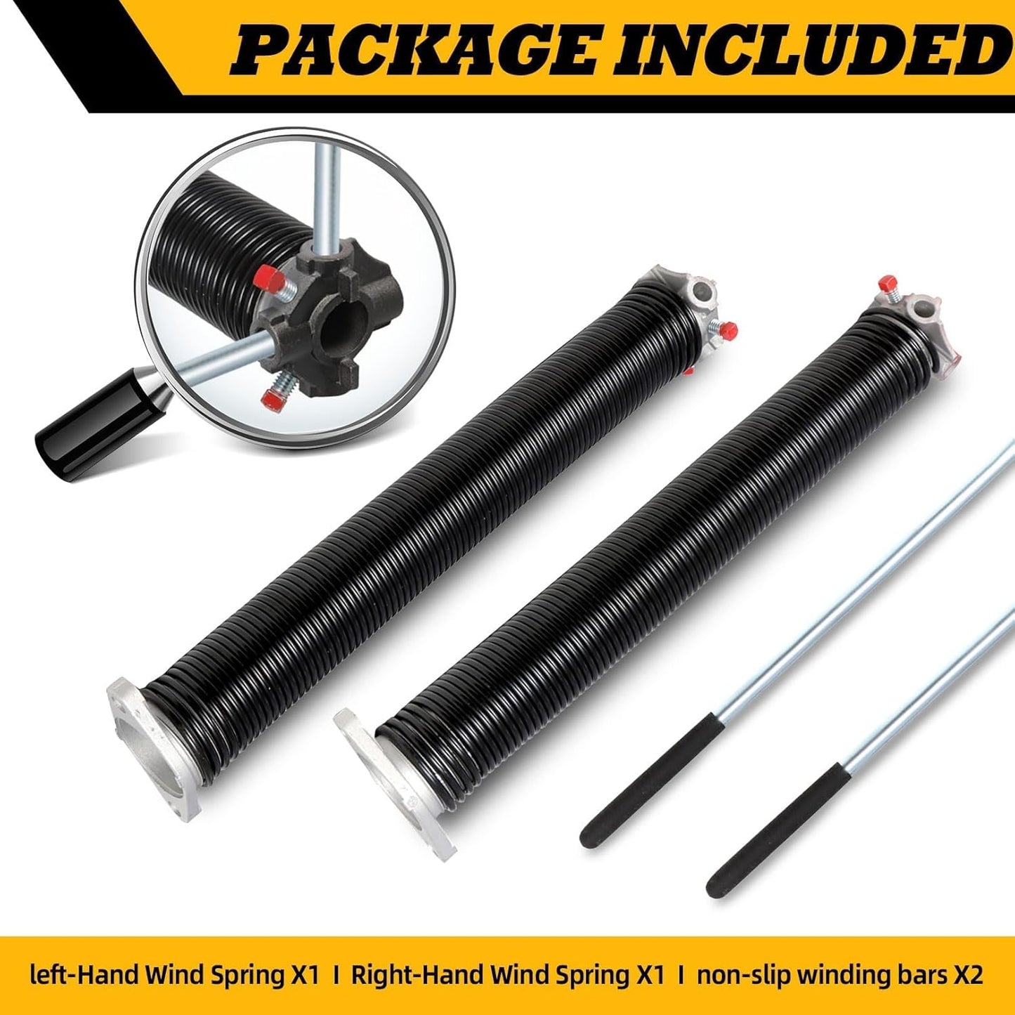 Pair of 2"Garage Door Torsion Springs Set with Non-Slip Winding Bars, Electrophoretic Coated (0.234X2"X27")