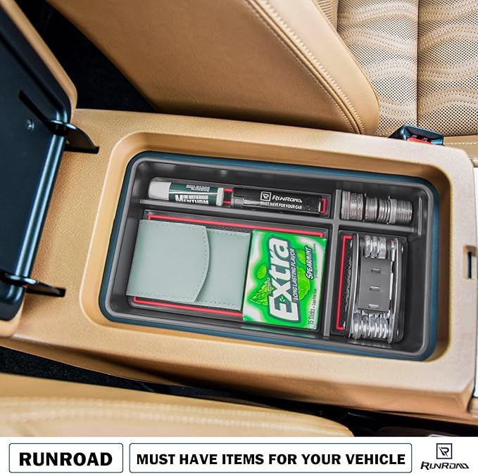 RUNROAD Center Console Organizer Tray Compatible with Nissan Altima 2019 2020 2021 2022 2023 2024 2025 Accessories, Insert Armrest Tray Secondary Storage Box Coin Holder Console Dividers, Red