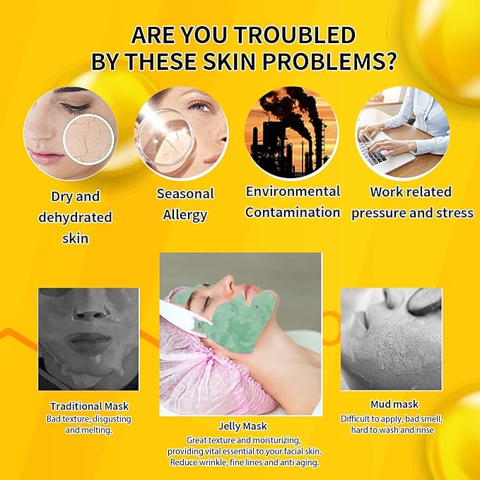Glowing Biotin Peel-Off Jelly Mask Set, Jelly Mask For Facials, Face Mask For Instant Hydration, Vegan Peel Off Face Mask, Facial Skin Care Product Peel Off For Moisturizing, Glowing