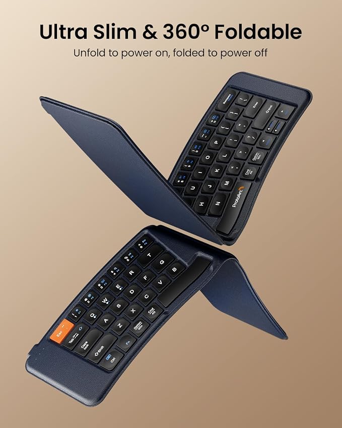 ProtoArc Ergonomic Foldable Keyboard, XK03 Split Folding Travel Bluetooth
