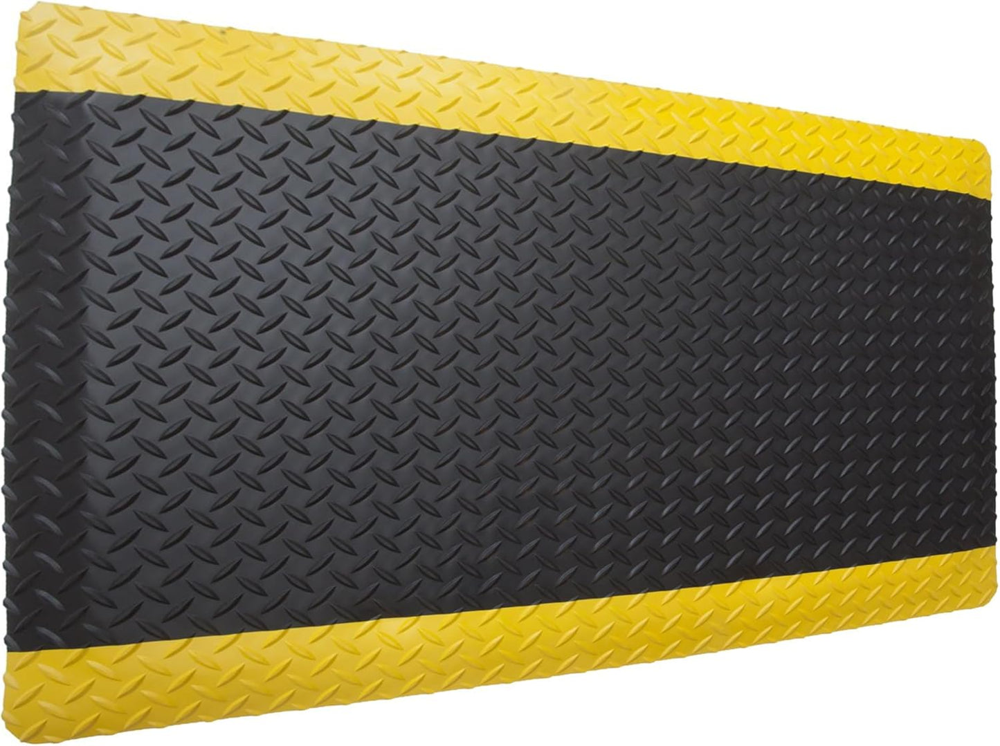 Rhino Mats, American Classic Diamond Anti-Fatigue Mats, Industrial Ergonomic Comfort Standing Mat for Work, Home, Garage, Office, Kitchen or Anywhere (Black/Yellow 1" Thick, 2 FT. x 17 FT.)