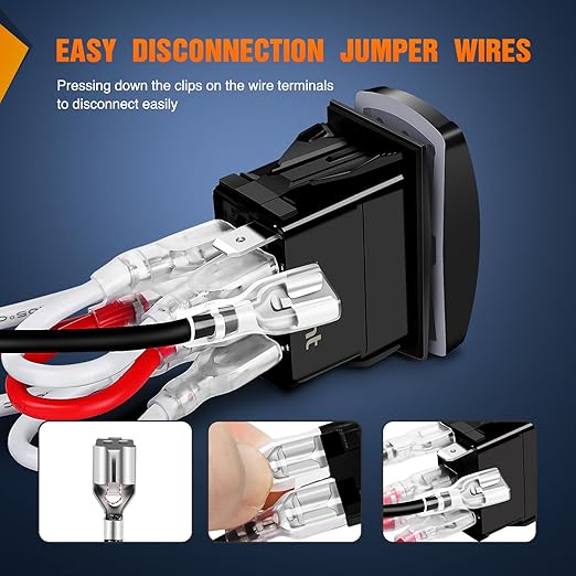 Nilight Turn Signal Switch with Flasher Relay Kit 4PIN ON Off ON Rocker Switch w/Blue LED Laser Etched SPDT Toggle Switches 12V 20A 24V 10A Jumper Wires for ATV UTV Tractor Motorcycle