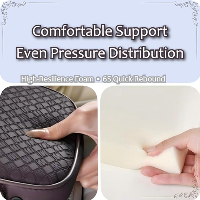 2026 Upgraded Car Center Console Cushion with 30w USB& Type-C Charging Ports, Leather Car Armrest Pad Cover, Interior Accessories for Most Vehicles (Ergonomic Sloped Version, Black-Red line)