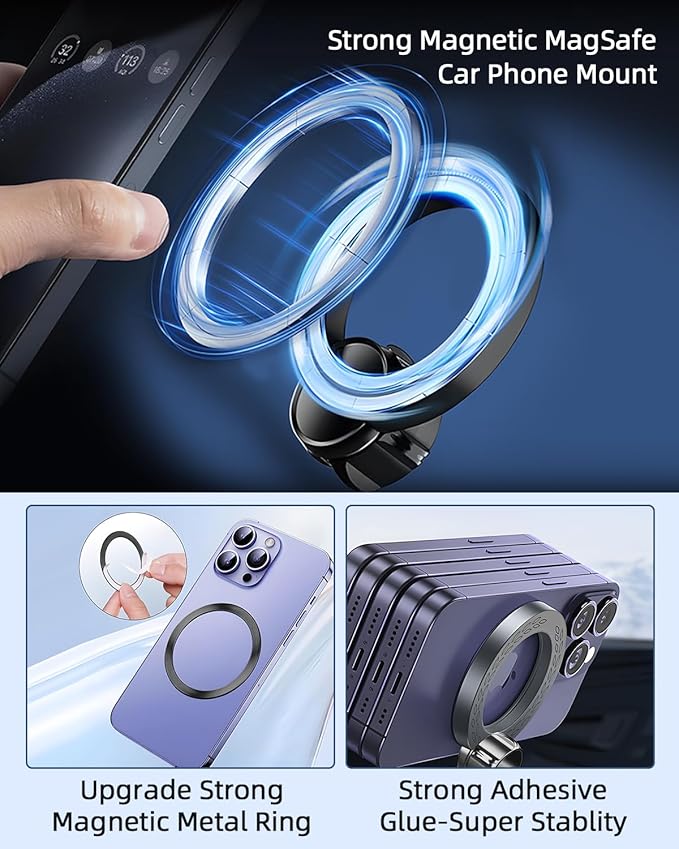 PZK Car Phone Mount for Toyota Tundra 2007 2008-2011 2012 2013 /Sequoia 2008-2011 2012 2013 Accessories Custom Air Vent Phone Holder Magnetic Hands Free 360° Rotation Cell Phone Automobile Cradles